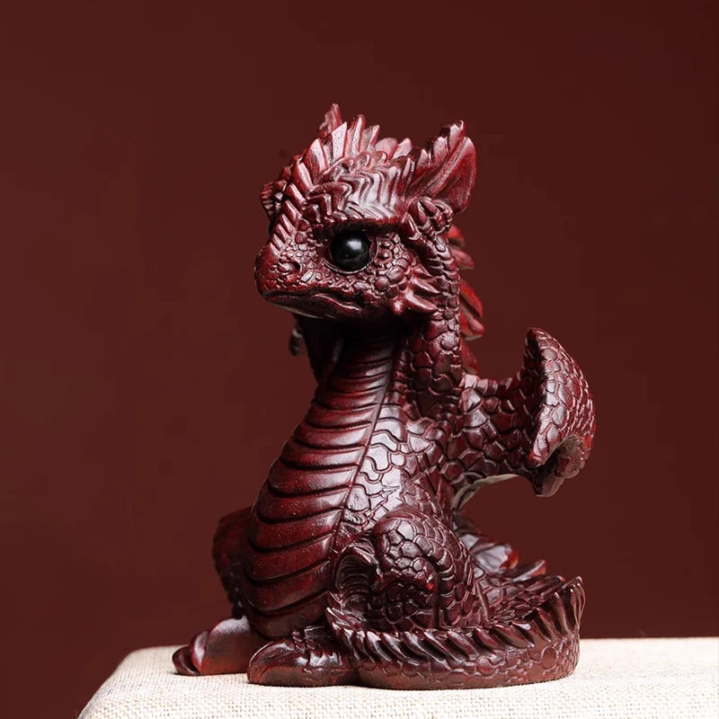Rosewood statue Solid wood fire dragon baby Dragon Year decoration mascot Zodiac dragon wood sculpture collection