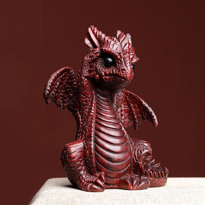 Rosewood statue Solid wood fire dragon baby Dragon Year decoration mascot Zodiac dragon wood sculpture collection