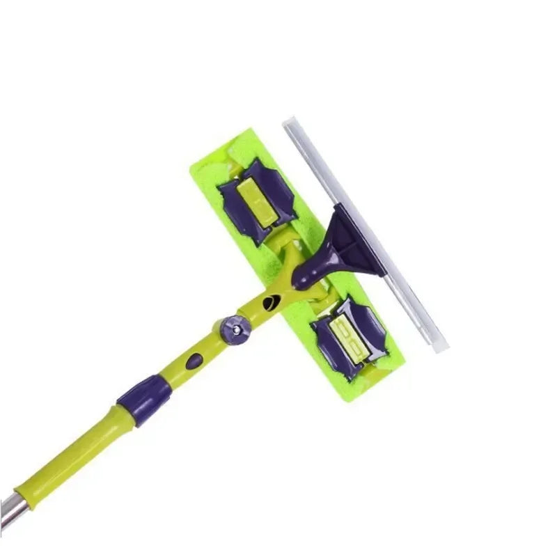 Rotating Glass Cleaning Tool Double-sided Telescopic Rod Window Cleaner Squeegee Wiper Long Handle Brush Silicone Scrubbe