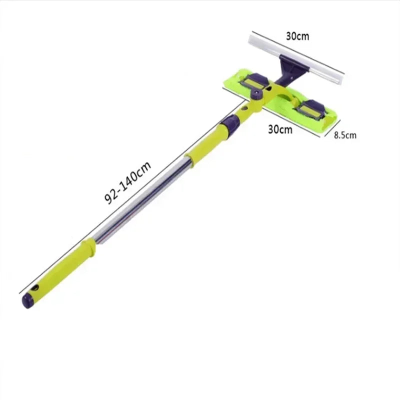 Rotating Glass Cleaning Tool Double-sided Telescopic Rod Window Cleaner Squeegee Wiper Long Handle Brush Silicone Scrubbe