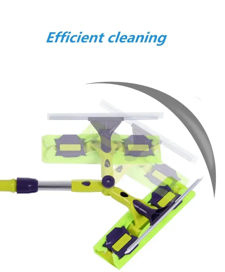 Rotating Glass Cleaning Tool Double-sided Telescopic Rod Window Cleaner Squeegee Wiper Long Handle Brush Silicone Scrubbe