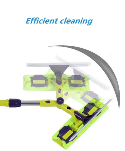 Rotating Glass Cleaning Tool Double-sided Telescopic Rod Window Cleaner Squeegee Wiper Long Handle Brush Silicone Scrubbe