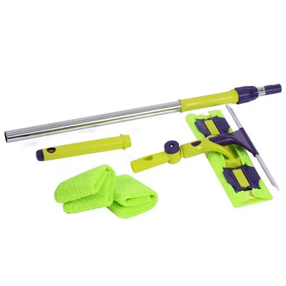 Rotating Glass Cleaning Tool Double-sided Telescopic Rod Window Cleaner Squeegee Wiper Long Handle Brush Silicone Scrubbe
