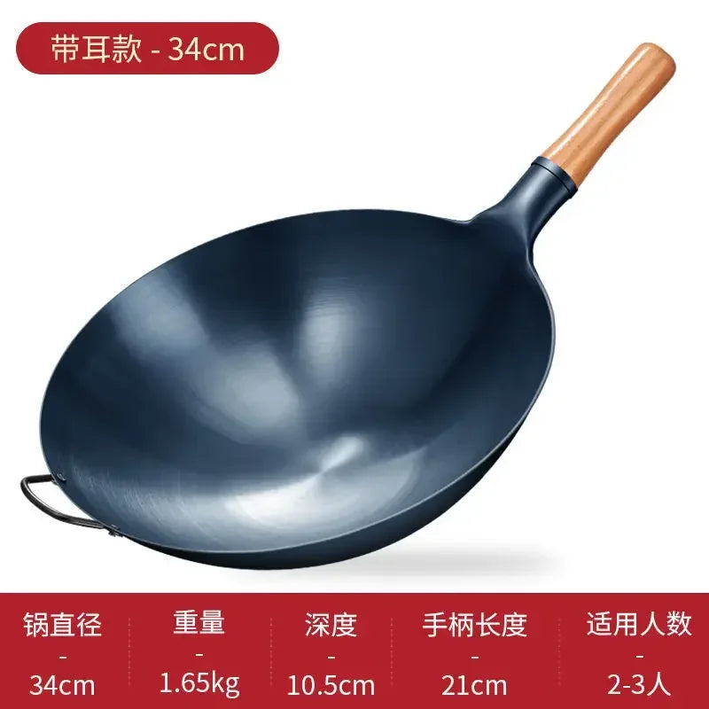 Round Bottom Pan Cooking Pots Uncoated Non-stick Cookware for Kitchen Wok Nonstick Pans Easy to Clean Skillet Dining Bar Home