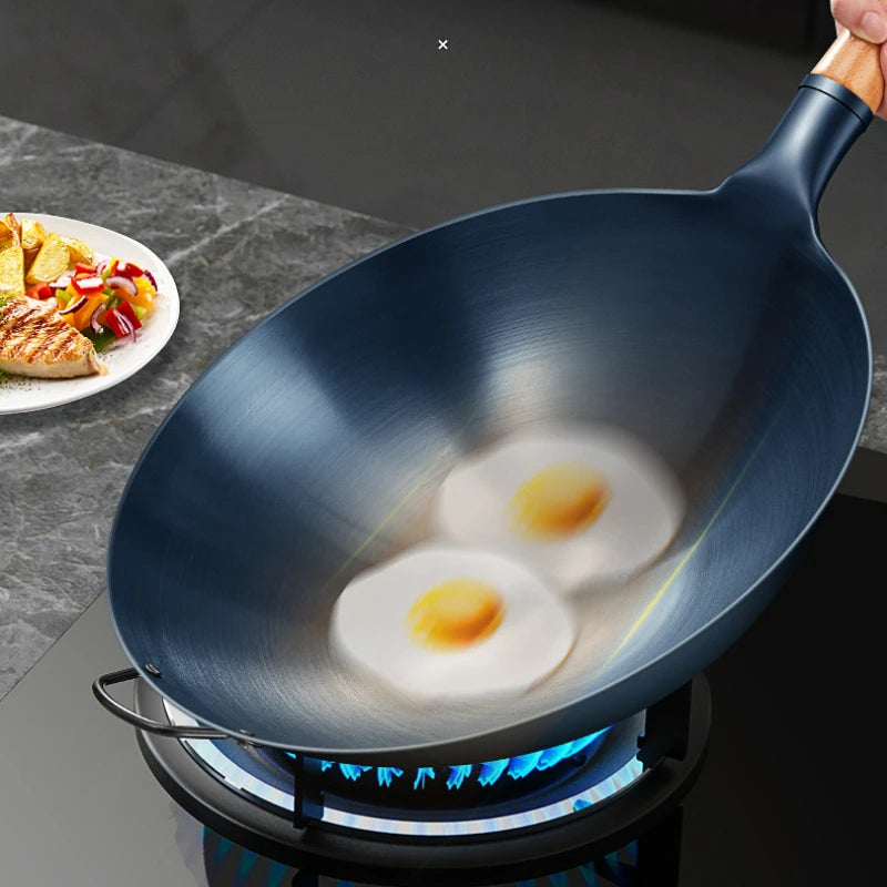 Round Bottom Pan Cooking Pots Uncoated Non-stick Cookware for Kitchen Wok Nonstick Pans Easy to Clean Skillet Dining Bar Home