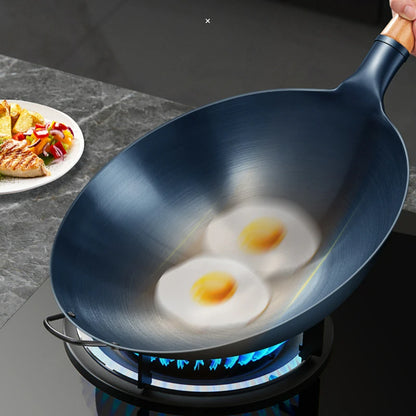 Round Bottom Pan Cooking Pots Uncoated Non-stick Cookware for Kitchen Wok Nonstick Pans Easy to Clean Skillet Dining Bar Home