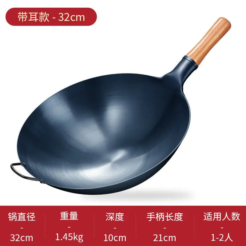 Round Bottom Pan Cooking Pots Uncoated Non-stick Cookware for Kitchen Wok Nonstick Pans Easy to Clean Skillet Dining Bar Home