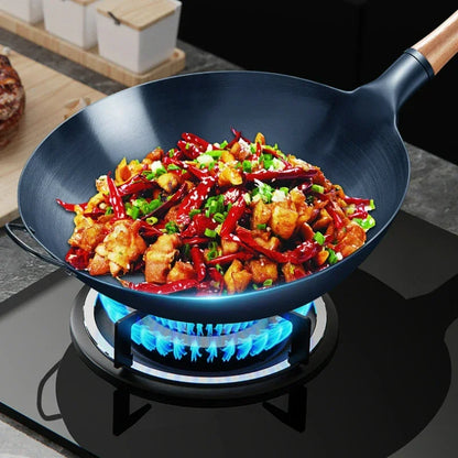 Round Bottom Pan Cooking Pots Uncoated Non-stick Cookware for Kitchen Wok Nonstick Pans Easy to Clean Skillet Dining Bar Home