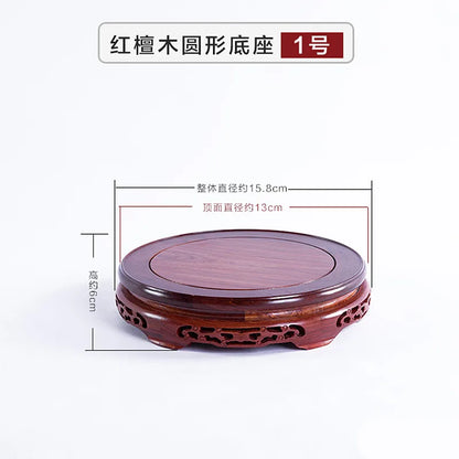 Round Red Rosewood Base Chinese Solid Wood Hollow Decoration Buddha Flower Pot Fish Tank Base Home Crafts Accessories