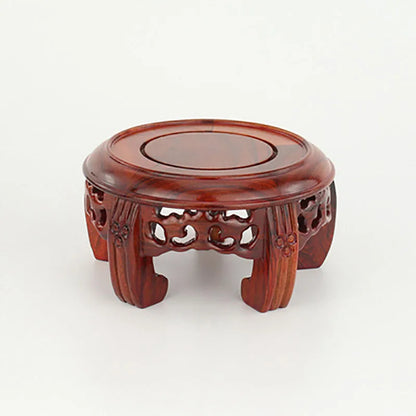 Round Solid Wood Base Ornament, Buddha Statue, Jade Ware, Solid Wood Support, Bonsai Vase, Round Head Antique Base