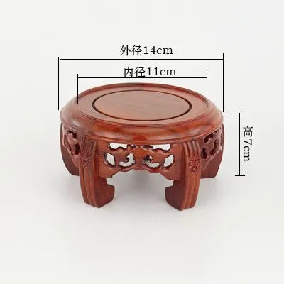 Round Solid Wood Base Ornament, Buddha Statue, Jade Ware, Solid Wood Support, Bonsai Vase, Round Head Antique Base