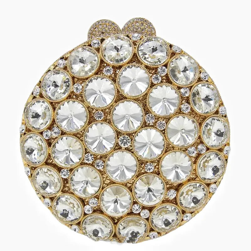 Roundness Gold Diamond Wedding Dress Bags Bridal Crystal  Purses Metal Women Rhinestones Clutch Purse Designer Evening Bags
