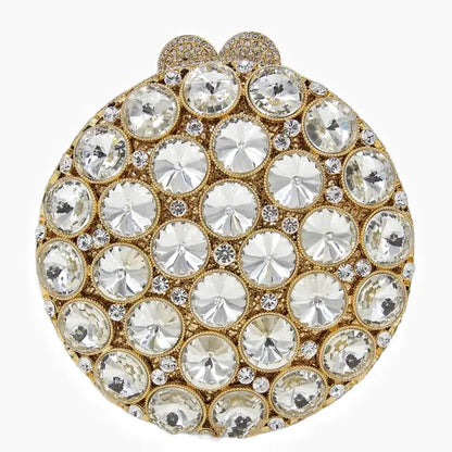 Roundness Gold Diamond Wedding Dress Bags Bridal Crystal  Purses Metal Women Rhinestones Clutch Purse Designer Evening Bags