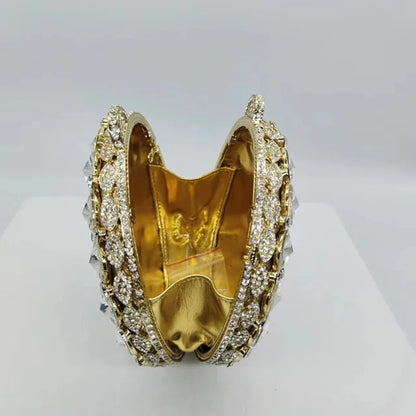 Roundness Gold Diamond Wedding Dress Bags Bridal Crystal  Purses Metal Women Rhinestones Clutch Purse Designer Evening Bags