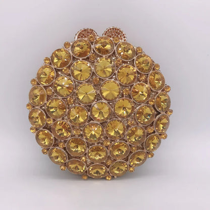 Roundness Gold Diamond Wedding Dress Bags Bridal Crystal  Purses Metal Women Rhinestones Clutch Purse Designer Evening Bags