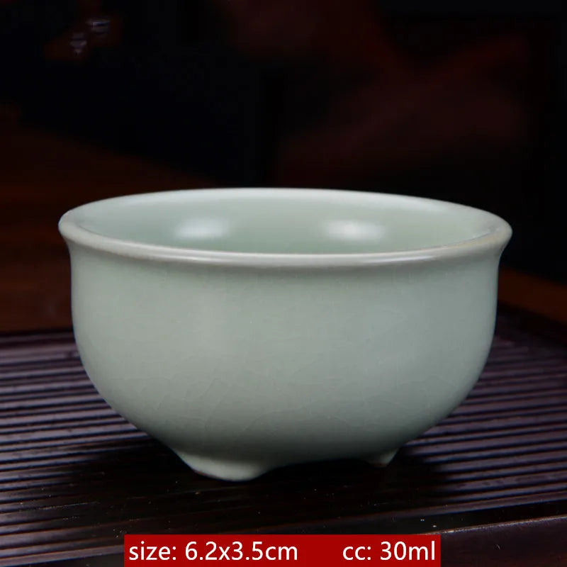 Ru Kiln Ceramic Teacup Ice Crack Glaze Portable Sample Tea Master Cup Personal Single Cup Household Japanese Tea Set Accessories