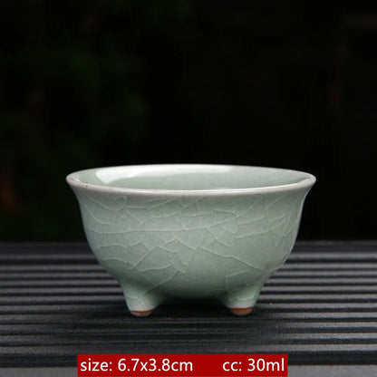 Ru Kiln Ceramic Teacup Ice Crack Glaze Portable Sample Tea Master Cup Personal Single Cup Household Japanese Tea Set Accessories