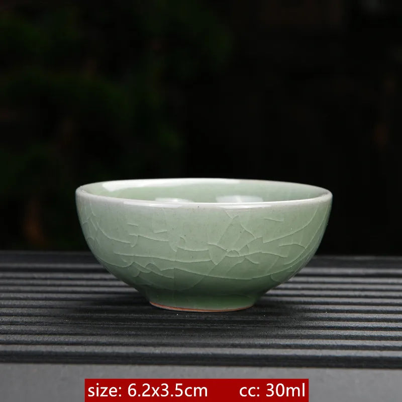 Ru Kiln Ceramic Teacup Ice Crack Glaze Portable Sample Tea Master Cup Personal Single Cup Household Japanese Tea Set Accessories