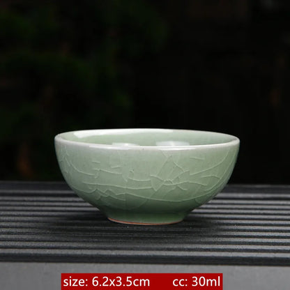 Ru Kiln Ceramic Teacup Ice Crack Glaze Portable Sample Tea Master Cup Personal Single Cup Household Japanese Tea Set Accessories