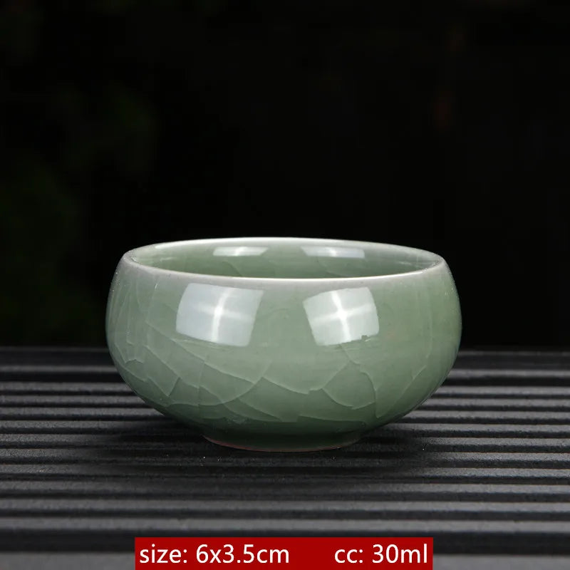 Ru Kiln Ceramic Teacup Ice Crack Glaze Portable Sample Tea Master Cup Personal Single Cup Household Japanese Tea Set Accessories