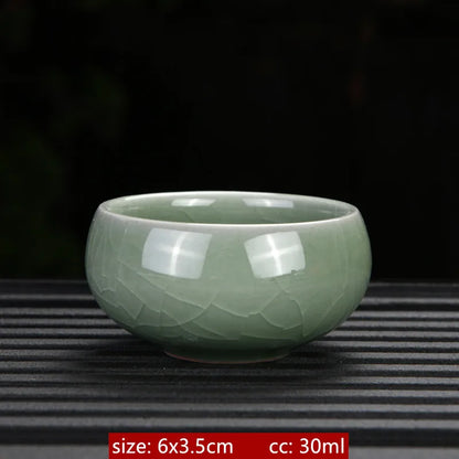 Ru Kiln Ceramic Teacup Ice Crack Glaze Portable Sample Tea Master Cup Personal Single Cup Household Japanese Tea Set Accessories