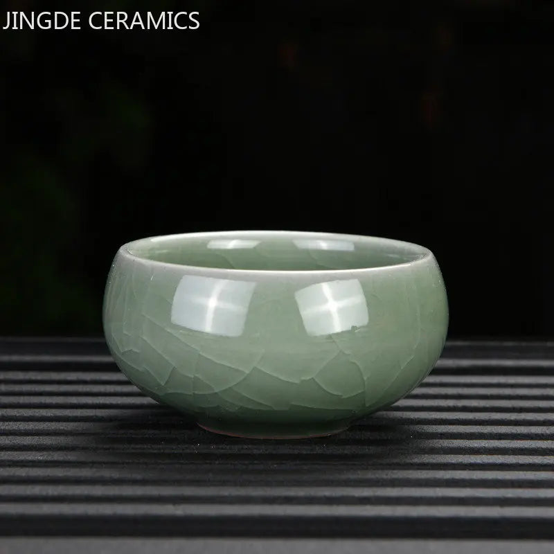 Ru Kiln Ceramic Teacup Ice Crack Glaze Portable Sample Tea Master Cup Personal Single Cup Household Japanese Tea Set Accessories