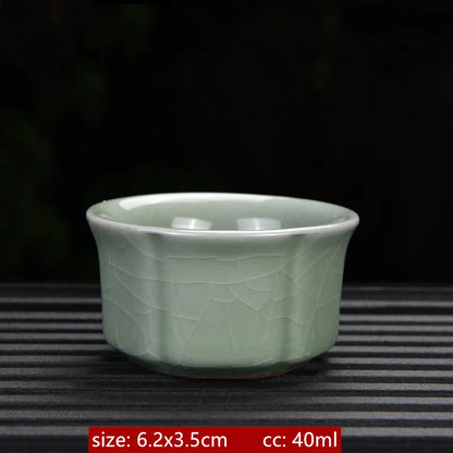 Ru Kiln Ceramic Teacup Ice Crack Glaze Portable Sample Tea Master Cup Personal Single Cup Household Japanese Tea Set Accessories