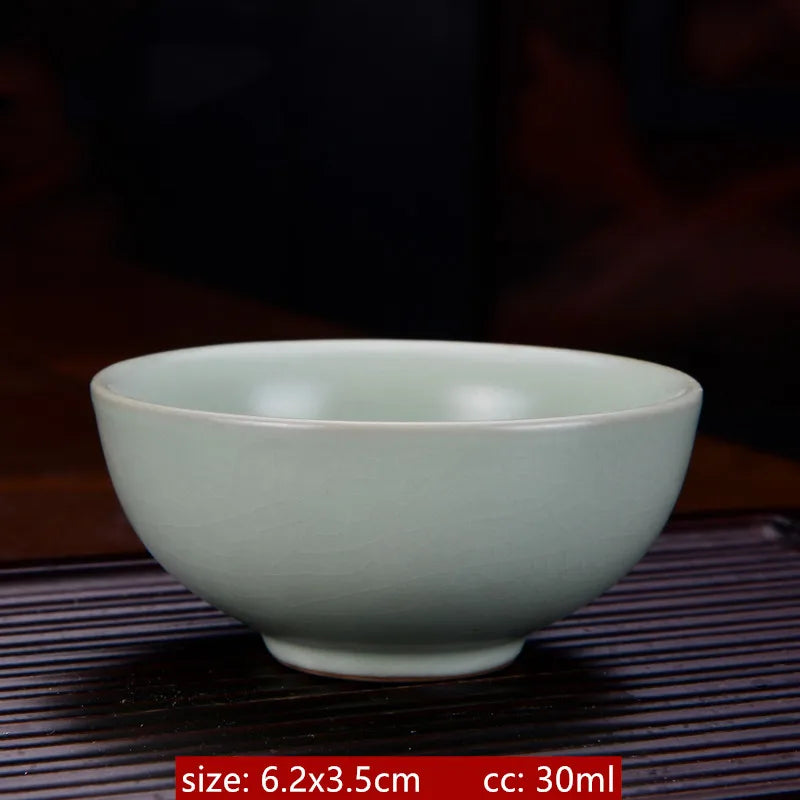 Ru Kiln Ceramic Teacup Ice Crack Glaze Portable Sample Tea Master Cup Personal Single Cup Household Japanese Tea Set Accessories