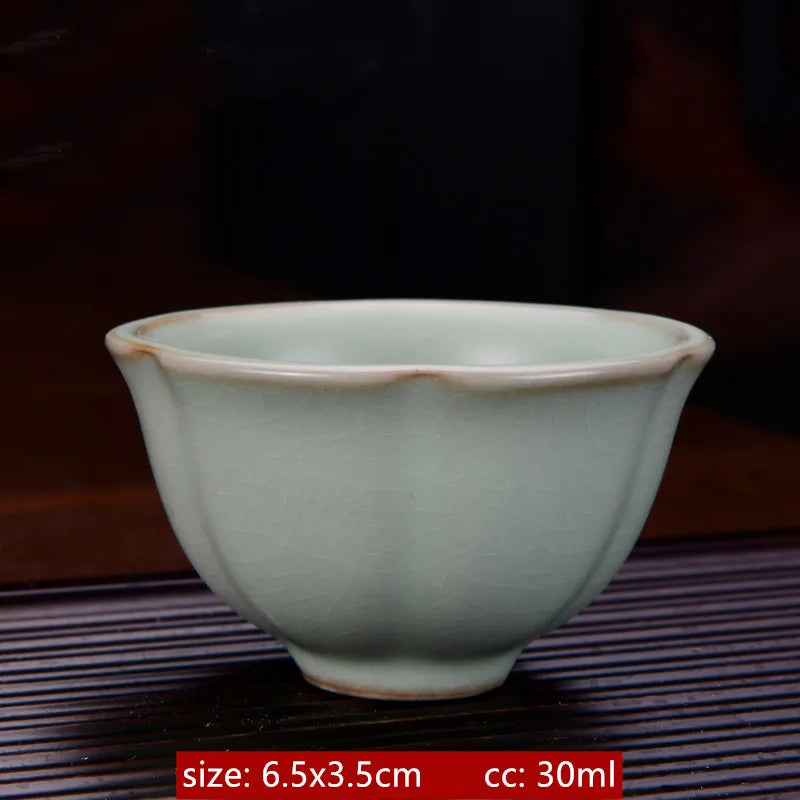 Ru Kiln Ceramic Teacup Ice Crack Glaze Portable Sample Tea Master Cup Personal Single Cup Household Japanese Tea Set Accessories