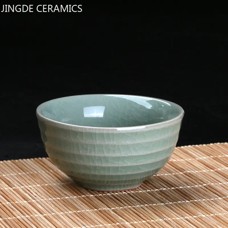 Ru Kiln Ceramic Teacup Ice Crack Glaze Portable Sample Tea Master Cup Personal Single Cup Household Japanese Tea Set Accessories