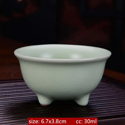 Ru Kiln Ceramic Teacup Ice Crack Glaze Portable Sample Tea Master Cup Personal Single Cup Household Japanese Tea Set Accessories