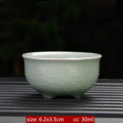 Ru Kiln Ceramic Teacup Ice Crack Glaze Portable Sample Tea Master Cup Personal Single Cup Household Japanese Tea Set Accessories