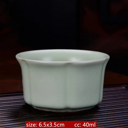 Ru Kiln Ceramic Teacup Ice Crack Glaze Portable Sample Tea Master Cup Personal Single Cup Household Japanese Tea Set Accessories
