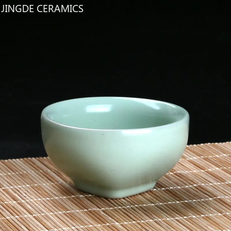 Ru Kiln Ceramic Teacup Ice Crack Glaze Portable Sample Tea Master Cup Personal Single Cup Household Japanese Tea Set Accessories