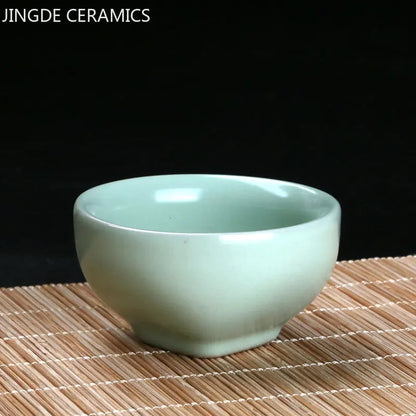 Ru Kiln Ceramic Teacup Ice Crack Glaze Portable Sample Tea Master Cup Personal Single Cup Household Japanese Tea Set Accessories
