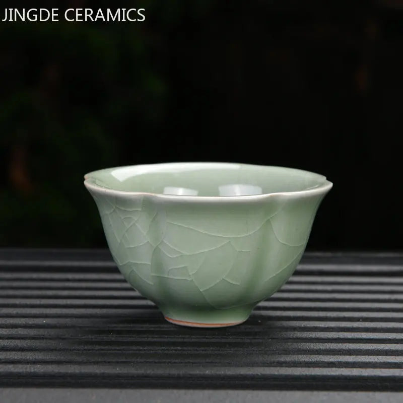 Ru Kiln Ceramic Teacup Ice Crack Glaze Portable Sample Tea Master Cup Personal Single Cup Household Japanese Tea Set Accessories