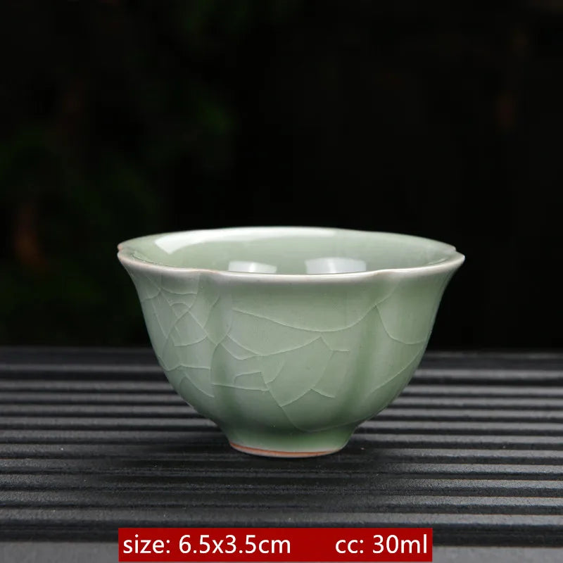 Ru Kiln Ceramic Teacup Ice Crack Glaze Portable Sample Tea Master Cup Personal Single Cup Household Japanese Tea Set Accessories