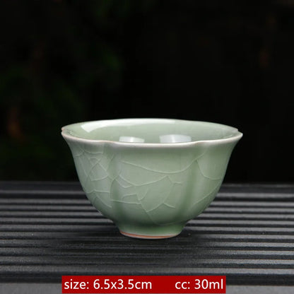 Ru Kiln Ceramic Teacup Ice Crack Glaze Portable Sample Tea Master Cup Personal Single Cup Household Japanese Tea Set Accessories