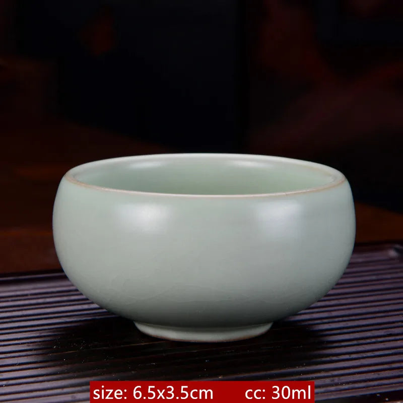 Ru Kiln Ceramic Teacup Ice Crack Glaze Portable Sample Tea Master Cup Personal Single Cup Household Japanese Tea Set Accessories