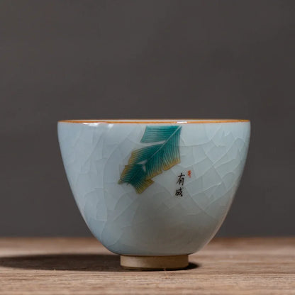 Ru Kiln Gracked Glaze Can Raise Master Cup Ancient Zen Ceramic Teacup Ice Kung Fu Tea Cup Household Tea Table Ceramic Teacups