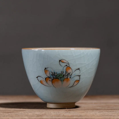 Ru Kiln Gracked Glaze Can Raise Master Cup Ancient Zen Ceramic Teacup Ice Kung Fu Tea Cup Household Tea Table Ceramic Teacups