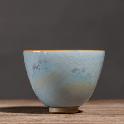 Ru Kiln Gracked Glaze Can Raise Master Cup Ancient Zen Ceramic Teacup Ice Kung Fu Tea Cup Household Tea Table Ceramic Teacups