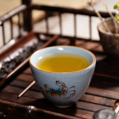Ru Kiln Gracked Glaze Can Raise Master Cup Ancient Zen Ceramic Teacup Ice Kung Fu Tea Cup Household Tea Table Ceramic Teacups