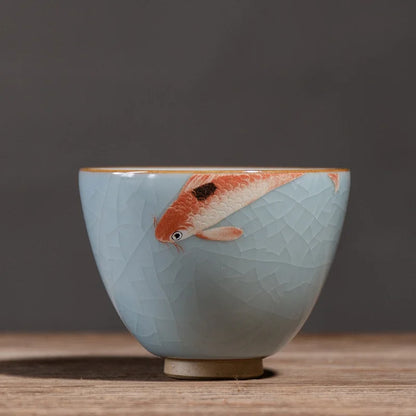 Ru Kiln Gracked Glaze Can Raise Master Cup Ancient Zen Ceramic Teacup Ice Kung Fu Tea Cup Household Tea Table Ceramic Teacups