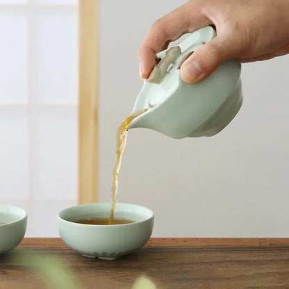 Ru Kiln Portable Kuai Ke Tea Cup Tea Kit Travel Friendly quick-off cup anti-scalding teapot companion gift