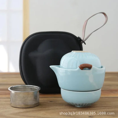 Ru Kiln Portable Kuai Ke Tea Cup Tea Kit Travel Friendly quick-off cup anti-scalding teapot companion gift
