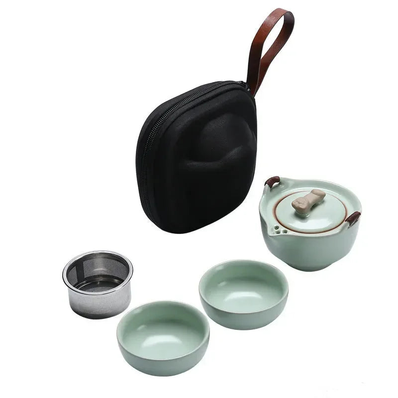 Ru Kiln Portable Kuai Ke Tea Cup Tea Kit Travel Friendly quick-off cup anti-scalding teapot companion gift