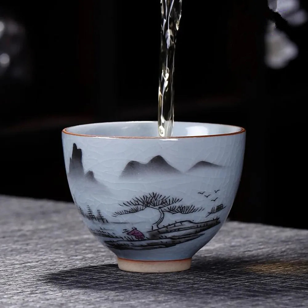 Ru Kiln Tea Cup, Ru Porcelain Can Raise, Open Piece Ceramic Master Cup, Large Kungfu Tea Cup, Handmade Tea Bowl