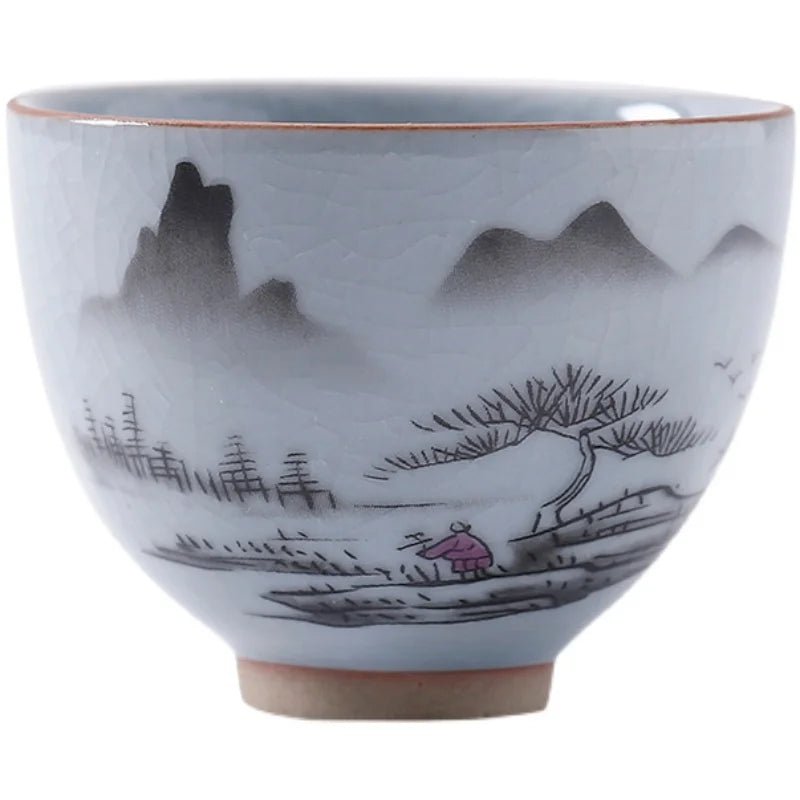 Ru Kiln Tea Cup, Ru Porcelain Can Raise, Open Piece Ceramic Master Cup, Large Kungfu Tea Cup, Handmade Tea Bowl
