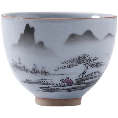 Ru Kiln Tea Cup, Ru Porcelain Can Raise, Open Piece Ceramic Master Cup, Large Kungfu Tea Cup, Handmade Tea Bowl